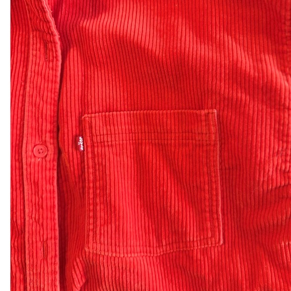 Levi's Red Corduroy Button Up Shirt Jacket Oversized Women's XS VNTG - Picture 5 of 7